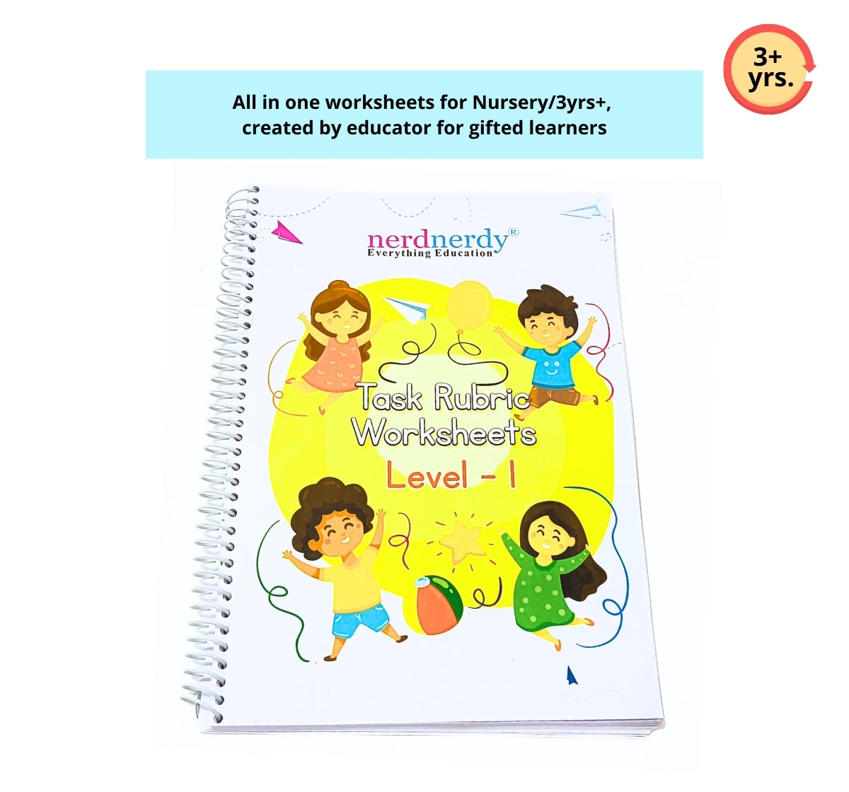 NerdNerdy Workbook -Task Rubric Level 1 for 3yr old/ All in one worksheets for Nursery/Set of 160+ worksheets. - NerdNerdy