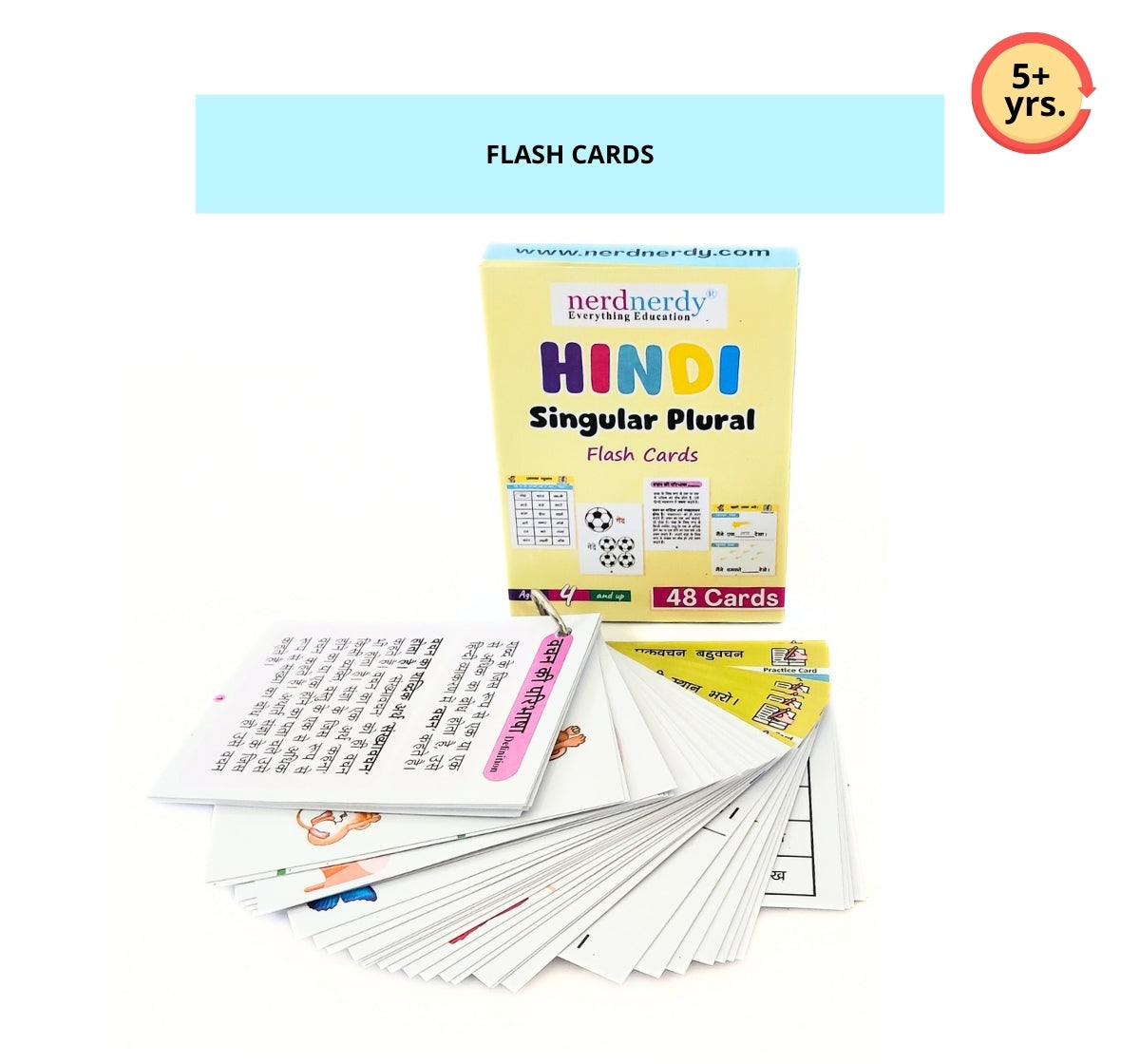 NerdNerdy Hindi Singular & Plural Flashcards/Useful for 5+yrs preschooler/ For classroom &home use - NerdNerdy