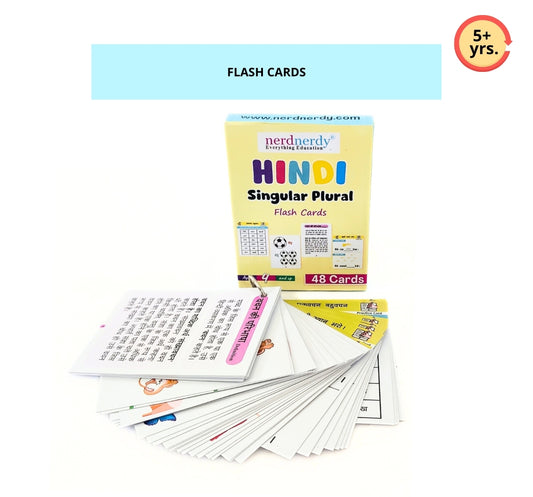 NerdNerdy Hindi Singular & Plural Flashcards/Useful for 5+yrs preschooler/ For classroom &home use - NerdNerdy