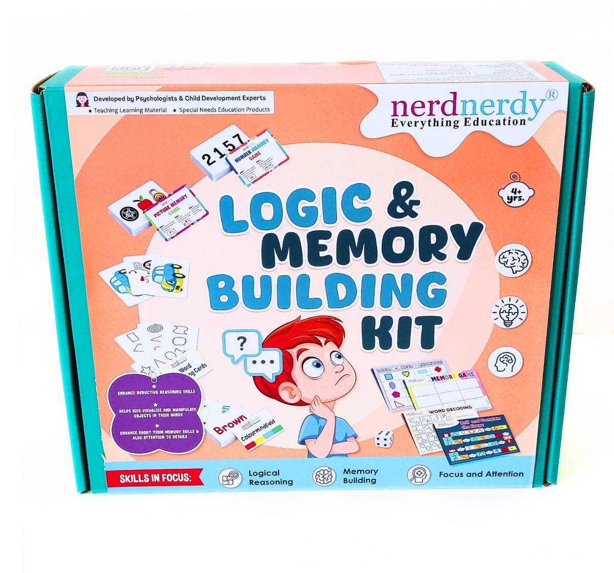 NerdNerdy Logic & Memory Building/ Consists of 4 games/ engaging & educational for 5+yr kids - NerdNerdy