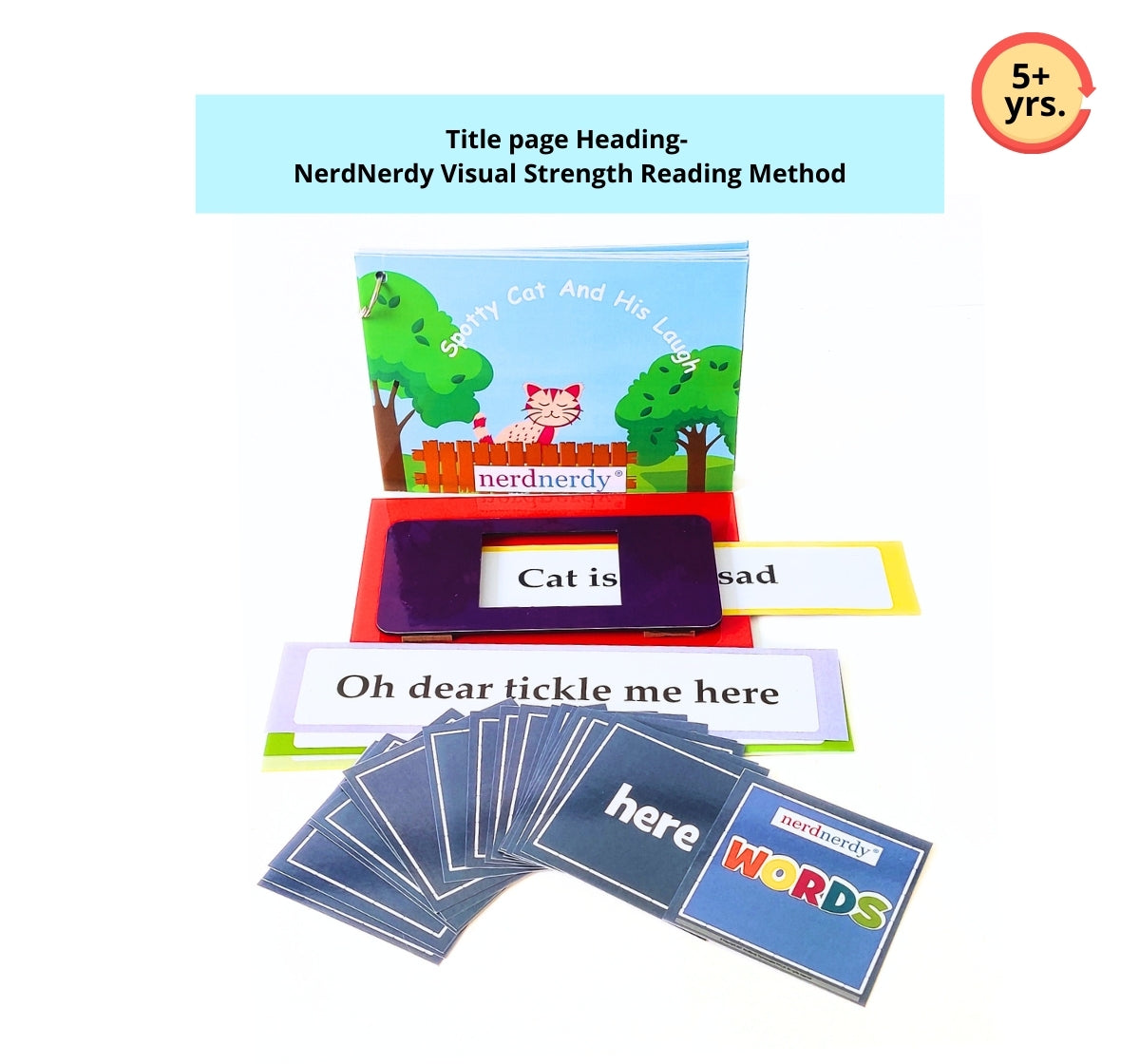 NerdNerdy Visual Strength Reading Method-'Spotty Cat & its laugh'/4+yrs/Research backed method to enhance reading skills through sight memory - NerdNerdy