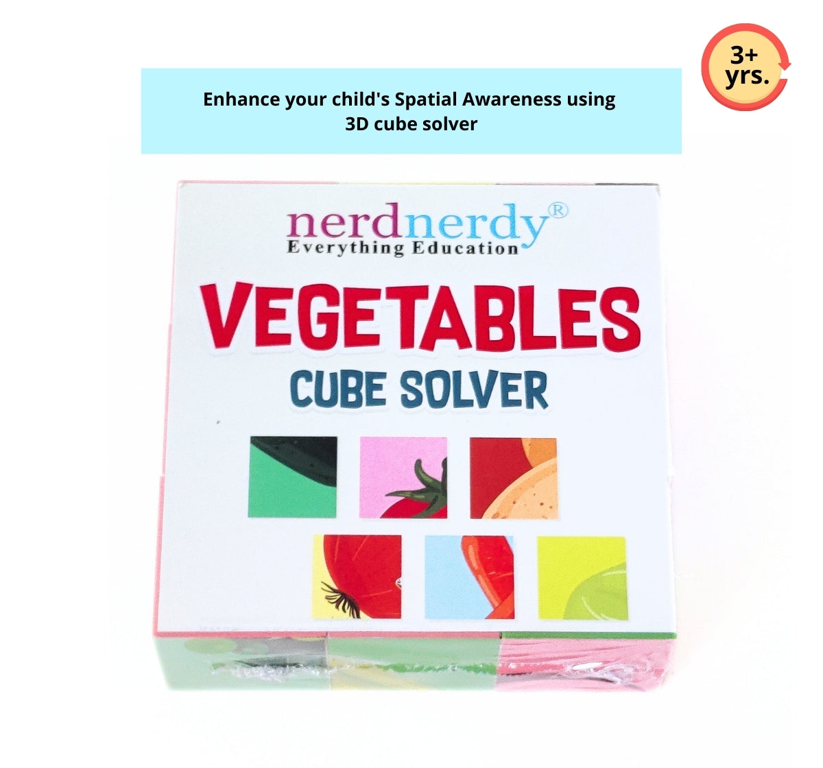 NerdNerdy Vegetable Cube Solver/Set of 9 wooden vegetable cubes ( 2'' by 2'') enhance processing speed, cognitive skills and Spatial awareness in 3+yrs kids/Can be used for children with Special Education Needs. - NerdNerdy