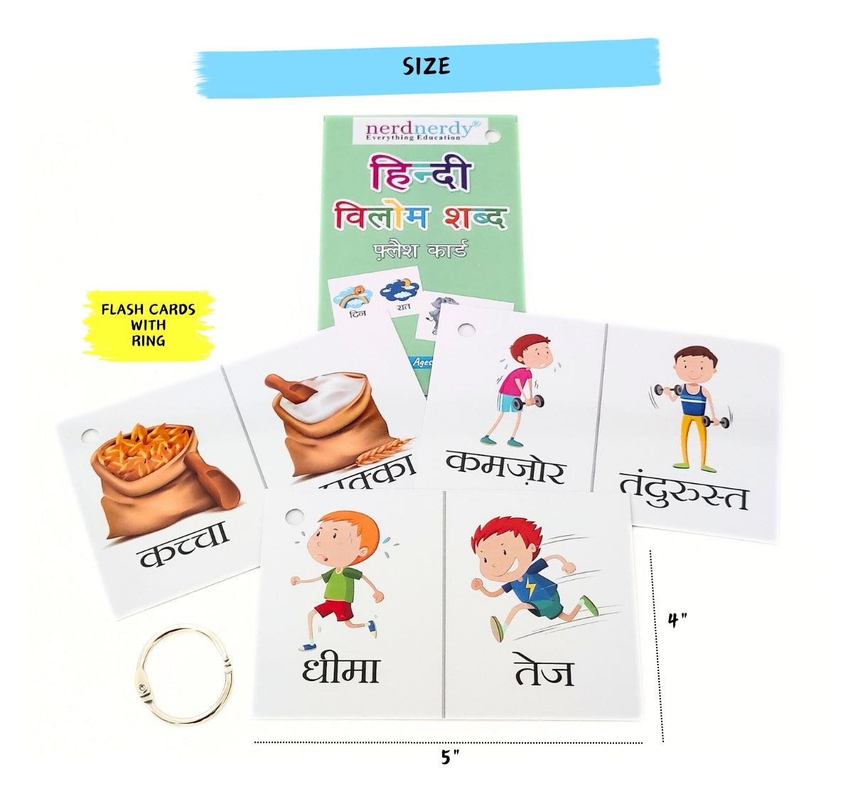 NerdNerdy Hindi Opposites Flashcards/5+yrs/preschool/ Hindi Vocabulary building - NerdNerdy