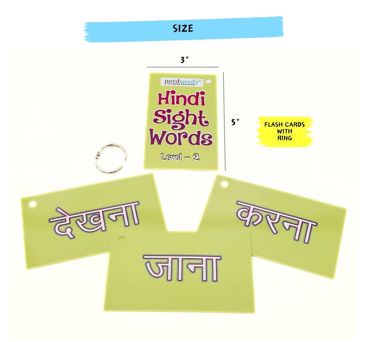 Nerdnerdy Hindi Sight Words Flash Cards Level-2 - NerdNerdy