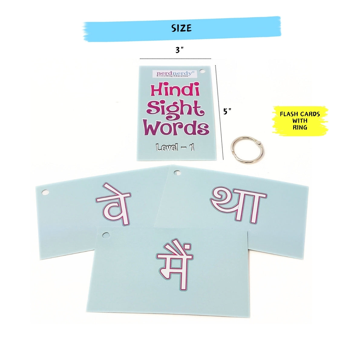 Nerdnerdy Hindi Sight Words Flash Cards Level-1 - NerdNerdy