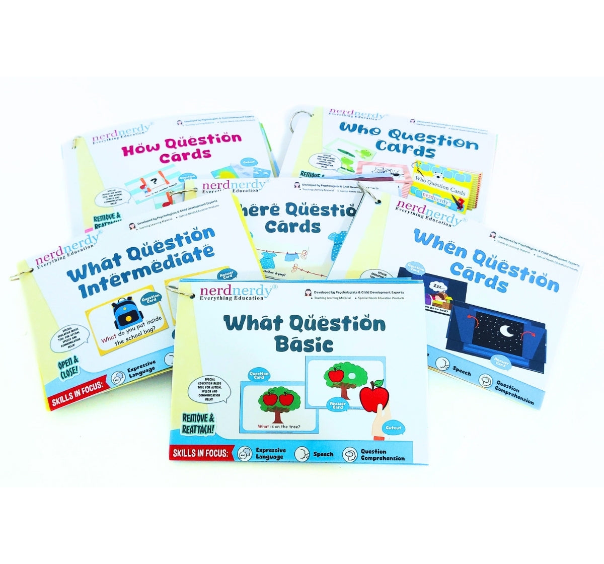 NerdNerdy Wh Question Kit- Developed by Rehabilitation Experts for Autism therapy/ speech therapy/occupational therapy/language development/ABA therapy - NerdNerdy