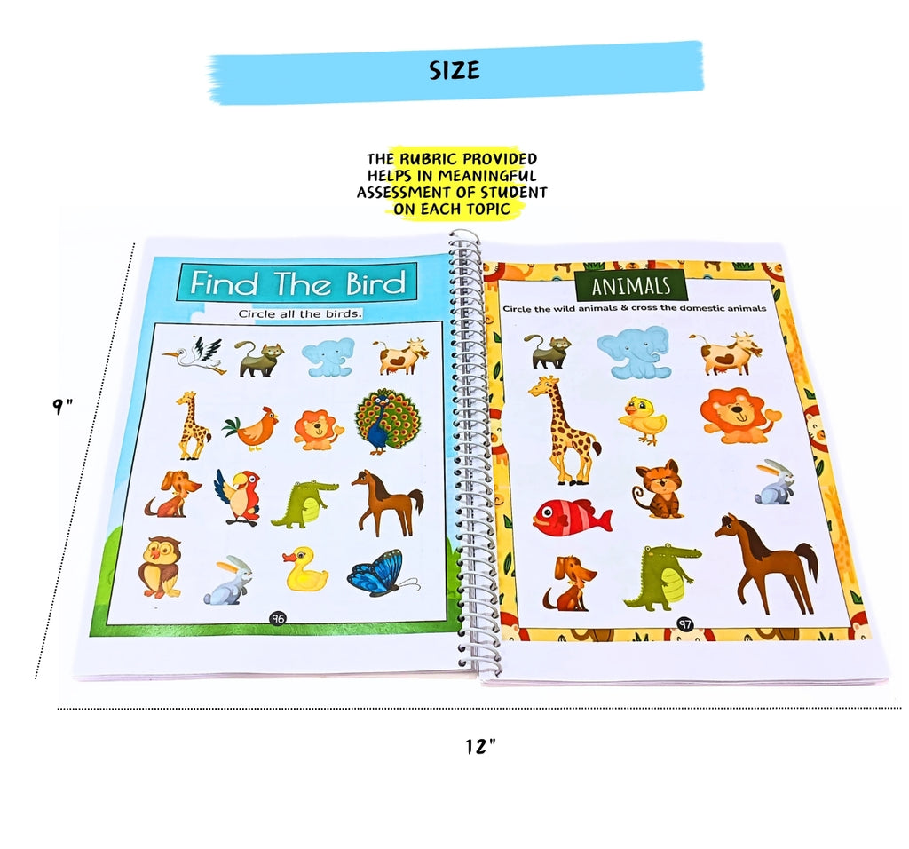 NerdNerdy Workbook -Task Rubric Level 1 for 3yr old/ All in one worksheets for Nursery/Set of 160+ worksheets. - NerdNerdy