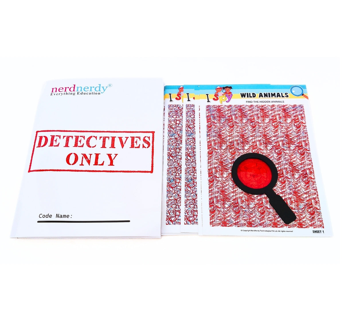 NerdNerdy I Spy Detectives/educational & Fun/ Be the detective &discover hidden images with Red lens magic/Birthday gift - NerdNerdy