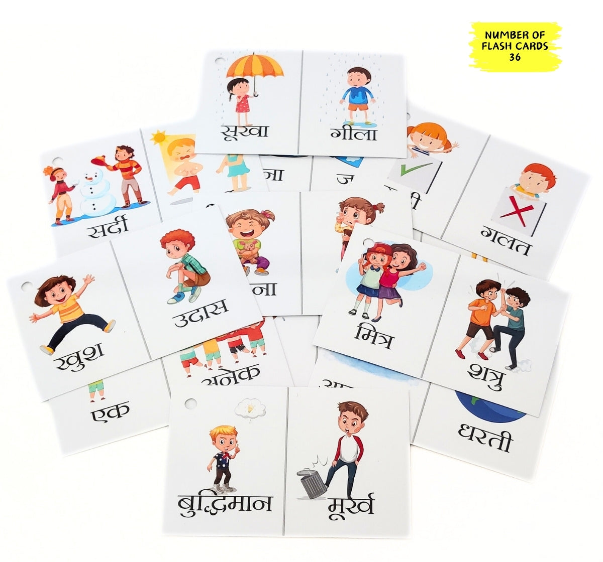 NerdNerdy Hindi Opposites Flashcards/5+yrs/preschool/ Hindi Vocabulary building - NerdNerdy