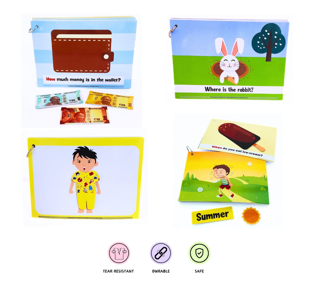 NerdNerdy Wh Question Kit- Developed by Rehabilitation Experts for Autism therapy/ speech therapy/occupational therapy/language development/ABA therapy - NerdNerdy
