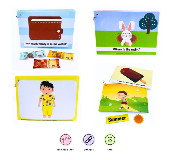 NerdNerdy Wh Question Kit- Developed by Rehabilitation Experts for Autism therapy/ speech therapy/occupational therapy/language development/ABA therapy - NerdNerdy