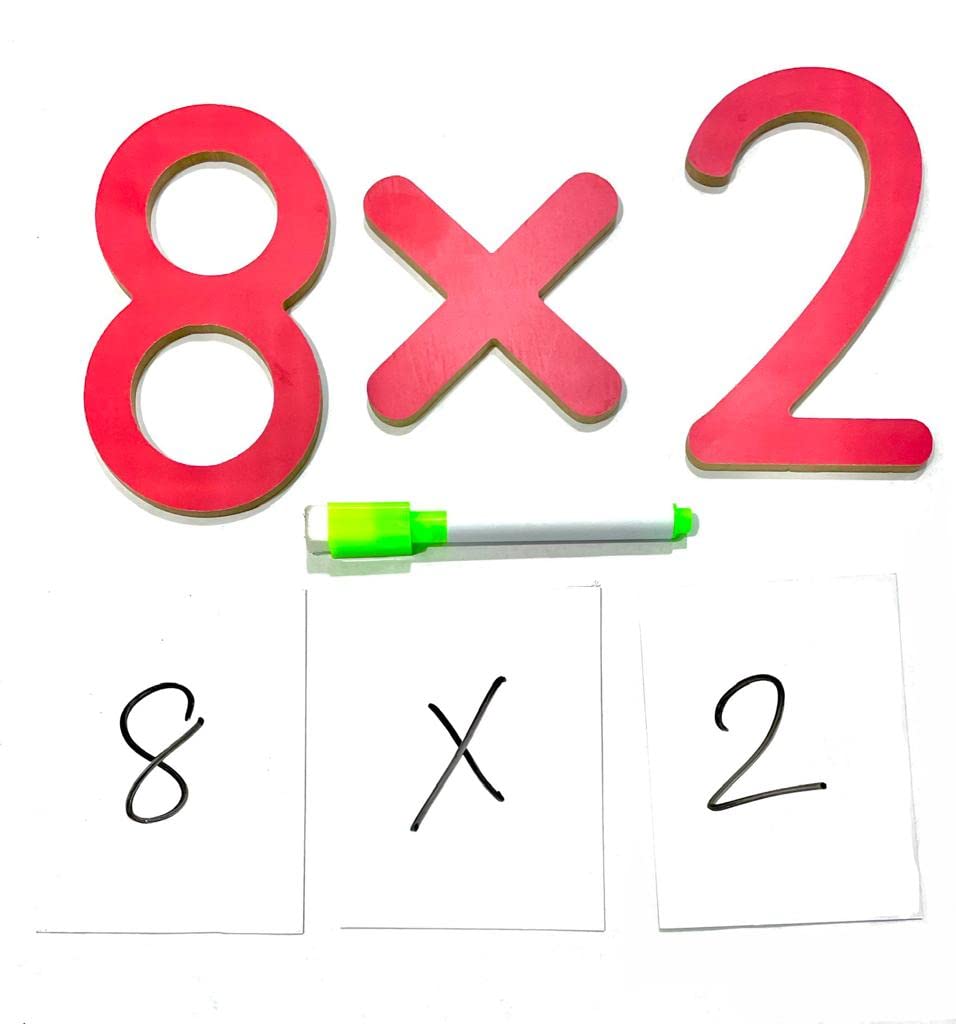 Nerdnerdy Wooden Math Signs Set and Numbers/Preschool 3-4yrs/ Training Videos by Experts to use in Multiple Ways to Teach Different Concepts/woode Math kit - NerdNerdy
