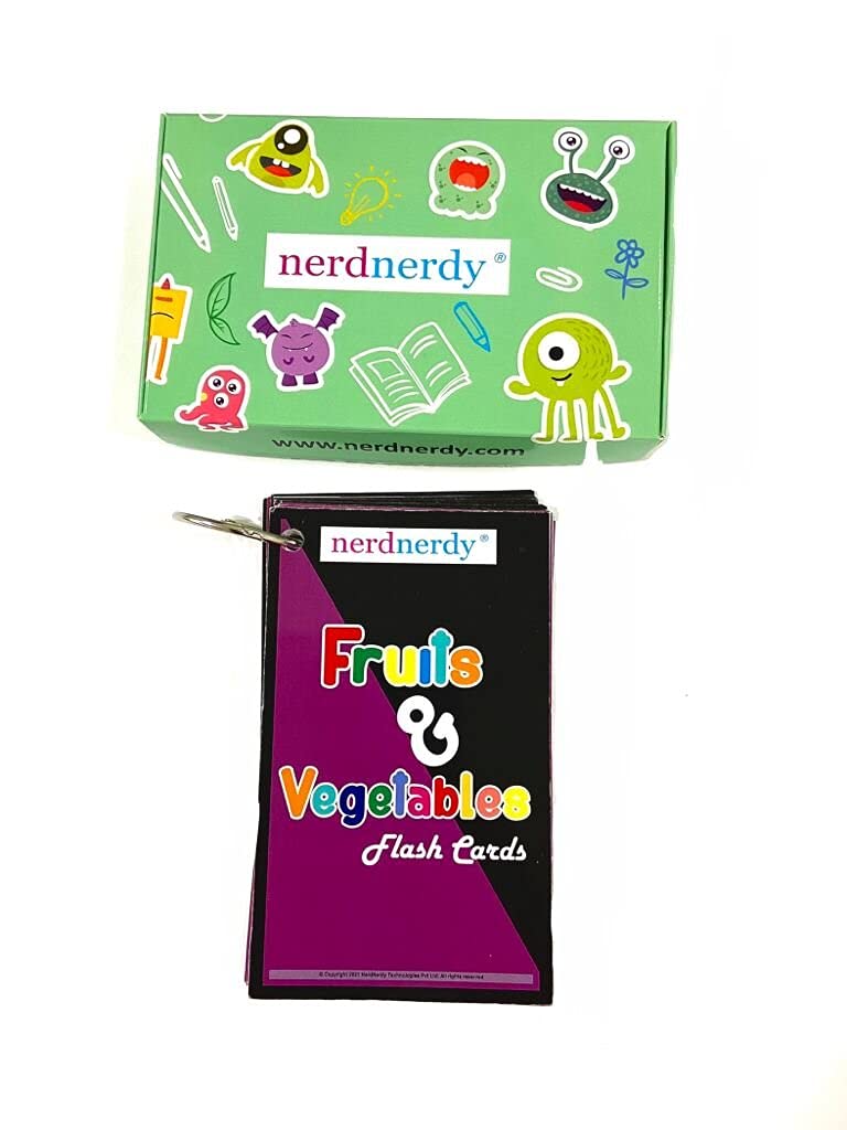 NerdNerdy Fruits and Vegetables Flashcards, for Preschool, Vocabulary Building and receptive/Expressive Language Special Needs and Therapy/Word Flash Cards for Kids - NerdNerdy