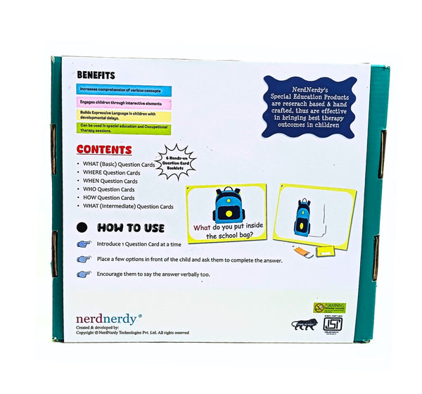 NerdNerdy Wh Question Kit- Developed by Rehabilitation Experts for Autism therapy/ speech therapy/occupational therapy/language development/ABA therapy - NerdNerdy