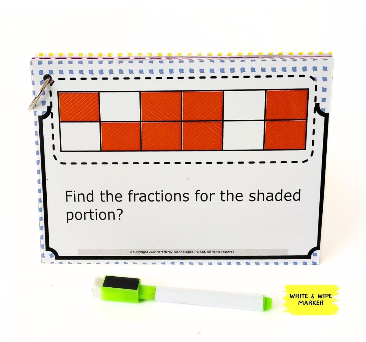 NerdNerdy Fractions Learning Board Game Set with Write & Wipe Marker, Educational Math Game for Kids Ages 4+years