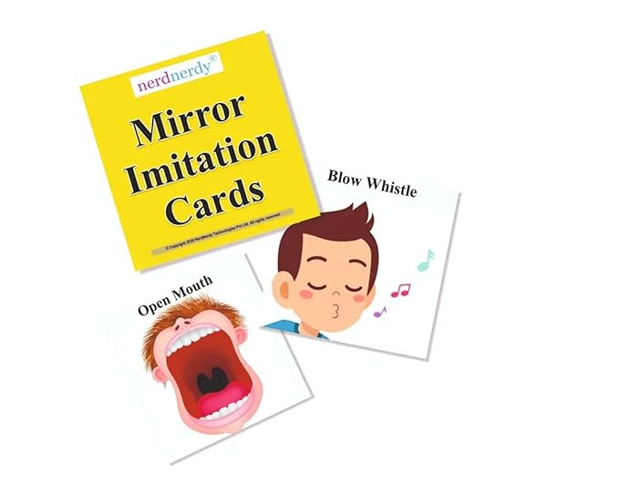 NERDNERDY Expression Imitation Mirror Game, Oral Motor Tools, Speech Therapy Toy, Sensory Toys for Speech Therapy, Autism Board Game for Speech Development Multicolour - NerdNerdy