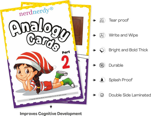 Analogy Cards Level 2 | Improves Critical Thinking Skills in Preschoolers | Hands-on Teaching aid for Classroom |Communication Cards|Logical Thinking Activities for Kids |Word Flash Cards for Kids - NerdNerdy