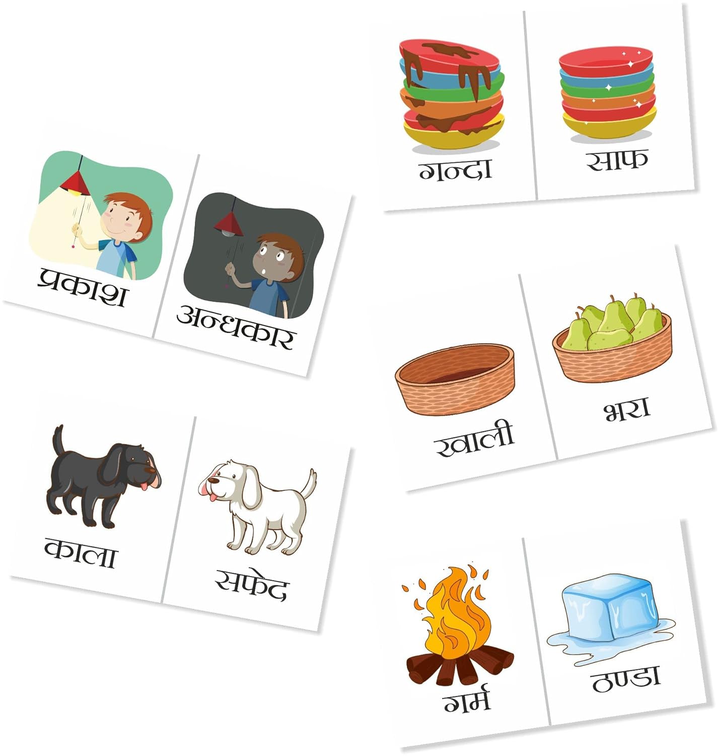 NerdNerdy Hindi Opposites Flashcards/5+yrs/preschool/ Hindi Vocabulary building