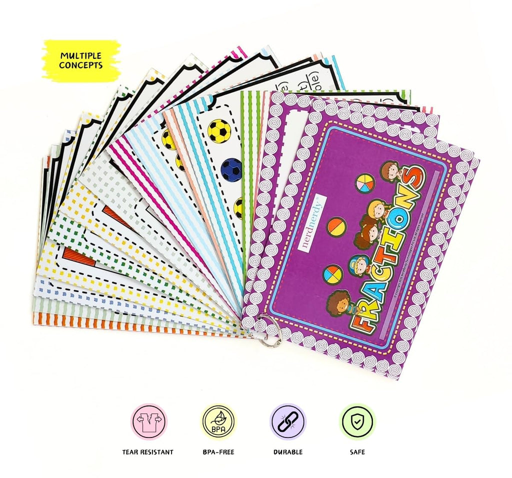 NerdNerdy Fractions Learning Board Game Set with Write & Wipe Marker, Educational Math Game for Kids Ages 4+years - NerdNerdy
