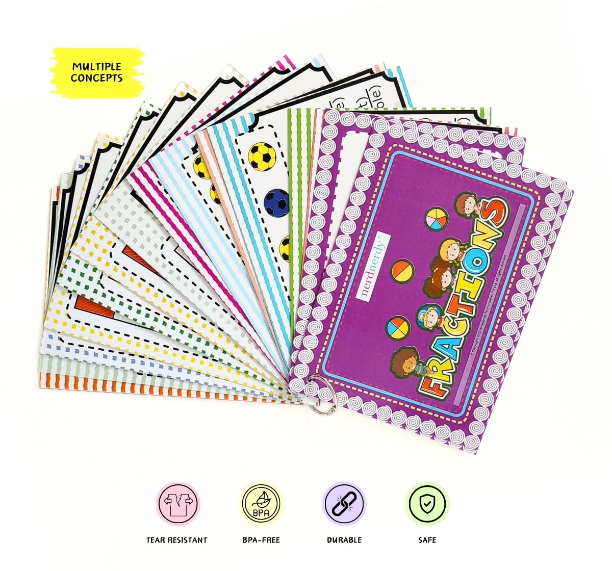 NerdNerdy Fractions Learning Board Game Set with Write & Wipe Marker, Educational Math Game for Kids Ages 4+years