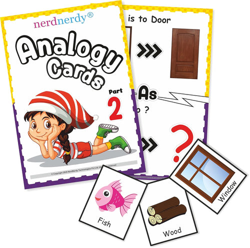 Analogy Cards Level 2 | Improves Critical Thinking Skills in Preschoolers | Hands-on Teaching aid for Classroom |Communication Cards|Logical Thinking Activities for Kids |Word Flash Cards for Kids - NerdNerdy