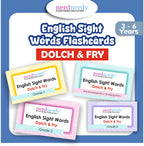 Nerdnerdy English Sight Words Flashcards Dolch & Fry | Pre-K to Grade 3, Ages 3-6 Years, 4 Level Sets, Early Reading Tool, Dolch & Fry Method