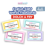 Nerdnerdy English Sight Words Flashcards Dolch & Fry | Pre-K to Grade 3, Ages 3-6 Years, 4 Level Sets, Early Reading Tool, Dolch & Fry Method