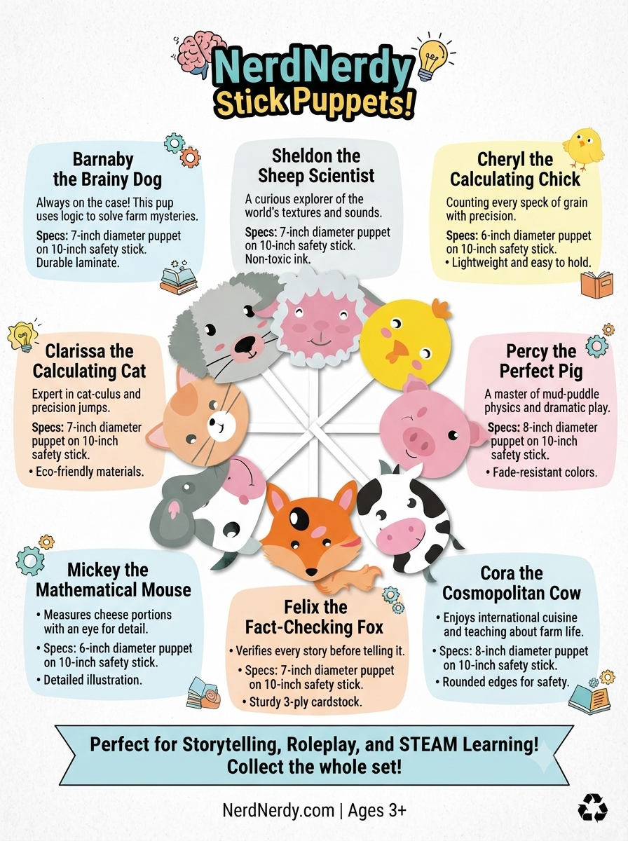 NerdNerdy Animal Stick Puppets | Storytelling | Face Mask | Animals Play set|for speech delay in kids|autism board game for speech development