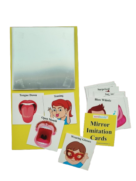 NERDNERDY Expression Imitation Mirror Game, Oral Motor Tools, Speech Therapy Toy, Sensory Toys for Speech Therapy, Autism Board Game for Speech Development Multicolour - NerdNerdy