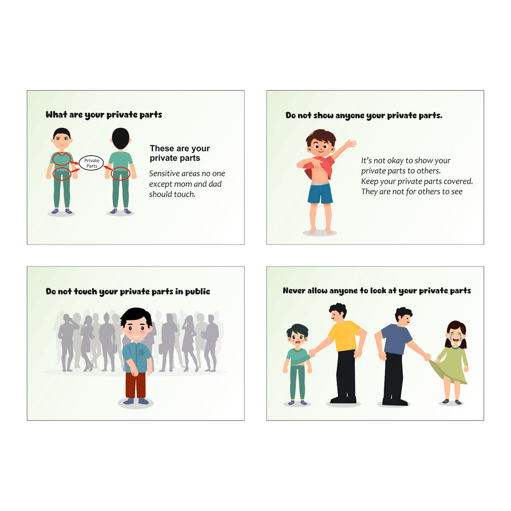 Good Touch Bad Touch Educational Cards, Body Awareness Safety Boundaries Self-Advocacy, Kids Learning Tool with Illustrations