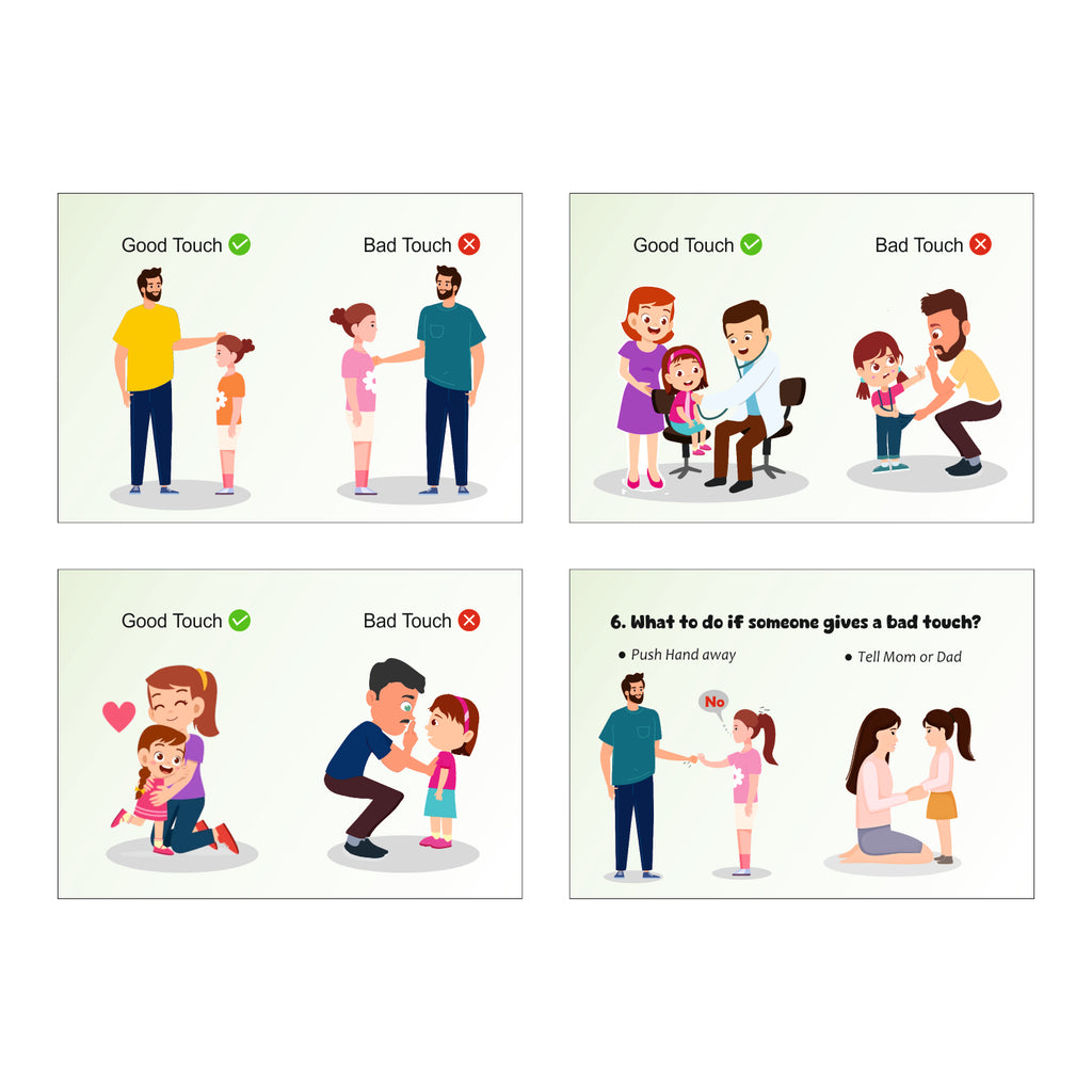 Good Touch Bad Touch Educational Cards, Body Awareness Safety Boundaries Self-Advocacy, Kids Learning Tool with Illustrations