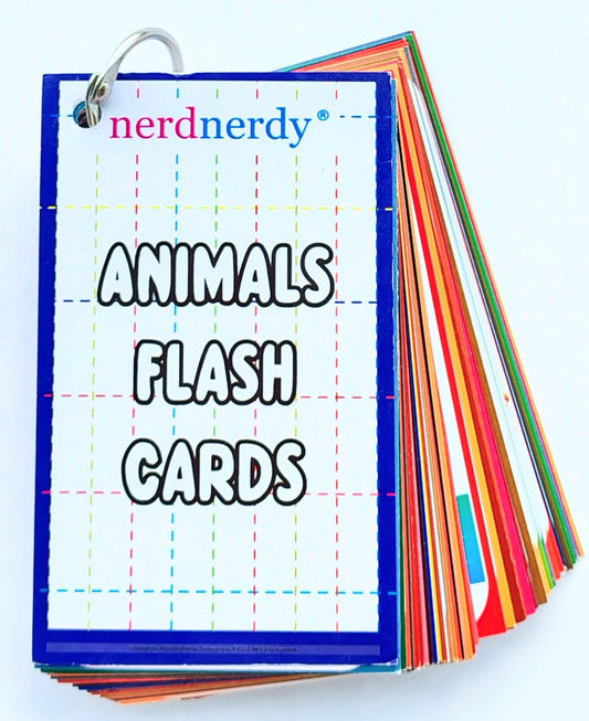 Nerdnerdy Animal Flash Cards, Educational Learning Cards for Toddlers, Preschool, Kindergarten, Kids Homeschool Teaching Materials with Colorful Animal Illustrations