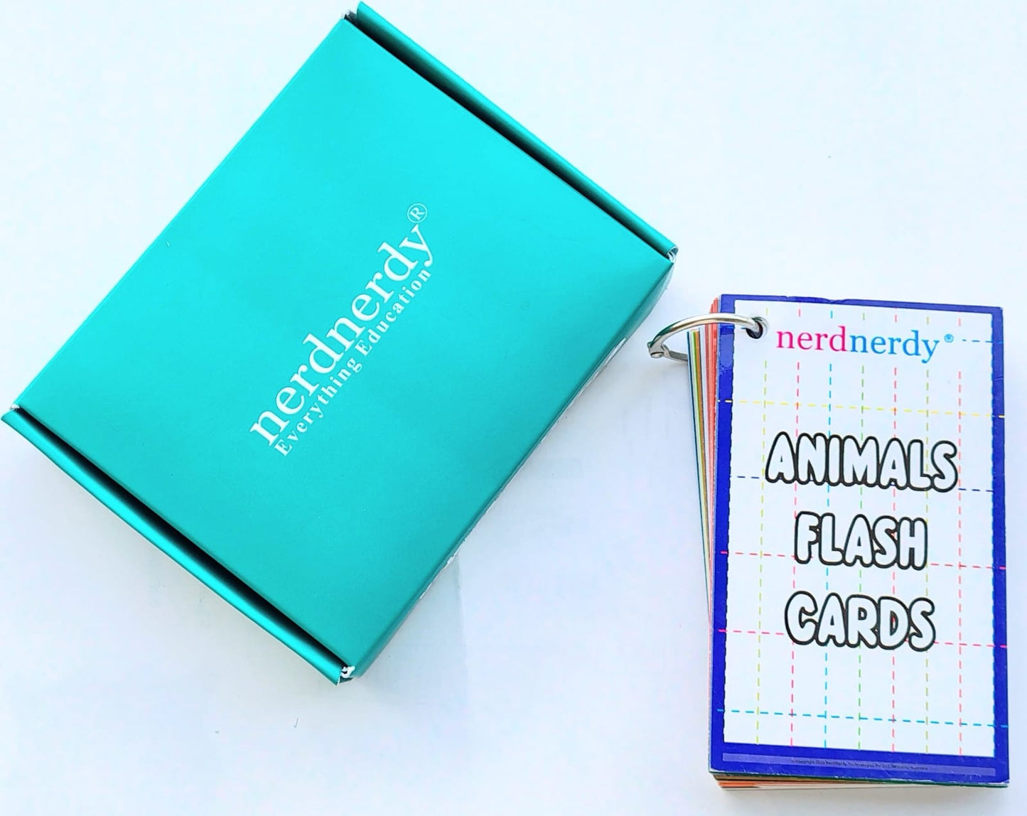 Nerdnerdy Animal Flash Cards, Educational Learning Cards for Toddlers, Preschool, Kindergarten, Kids Homeschool Teaching Materials with Colorful Animal Illustrations